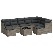 10-Delige Loungeset Met Kussens Poly Rattan Grijs