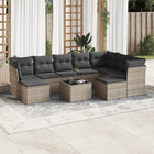 10-Delige Loungeset Met Kussens Poly Rattan Grijs