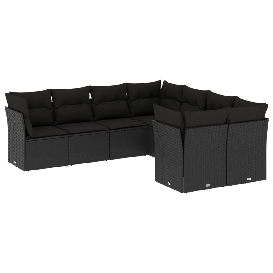 8-Delige Loungeset Met Kussens Poly Rattan Zwart