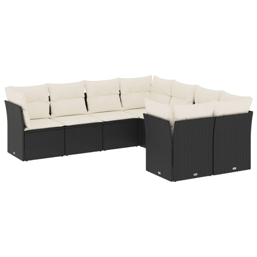 8-Delige Loungeset Met Kussens Poly Rattan Zwart