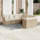 8-Delige Loungeset Met Kussens Poly Rattan Beige