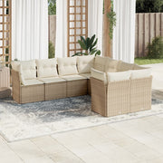 Loungeset poly rattan 8-delig beige