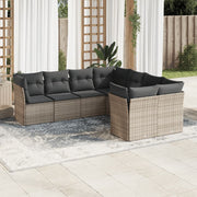 Loungeset poly rattan 8-delig grijs