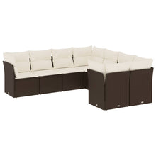 8-delige Loungeset met kussens poly rattan bruin Bruin en crème