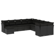 11-Delige Loungeset Met Kussens Poly Rattan Zwart