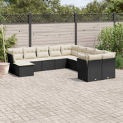 Loungeset 11-delig poly rattan zwart