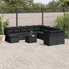 12-Delige Loungeset Met Kussens Poly Rattan Zwart