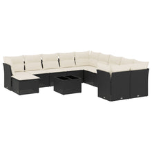 12-Delige Loungeset Met Kussens Poly Rattan Zwart