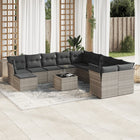 12-piece Lounge Set with Cushions Poly Rattan Light Grey