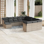 12-piece lounge set with cushions poly rattan grey