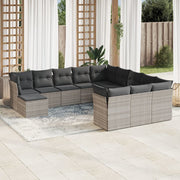 Loungeset 12-delig poly rattan lichtgrijs