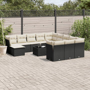 Loungeset 13-delig poly rattan zwart
