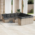 13-Delige Loungeset Met Kussens Poly Rattan Grijs