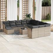 Loungeset 13-delig poly rattan grijs