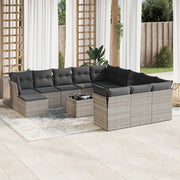 Loungeset 13-delig poly rattan lichtgrijs