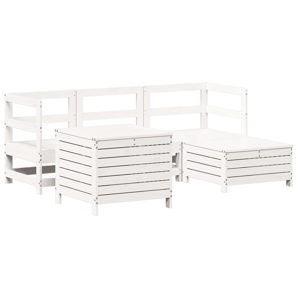 5-delige Loungeset massief grenenhout wit