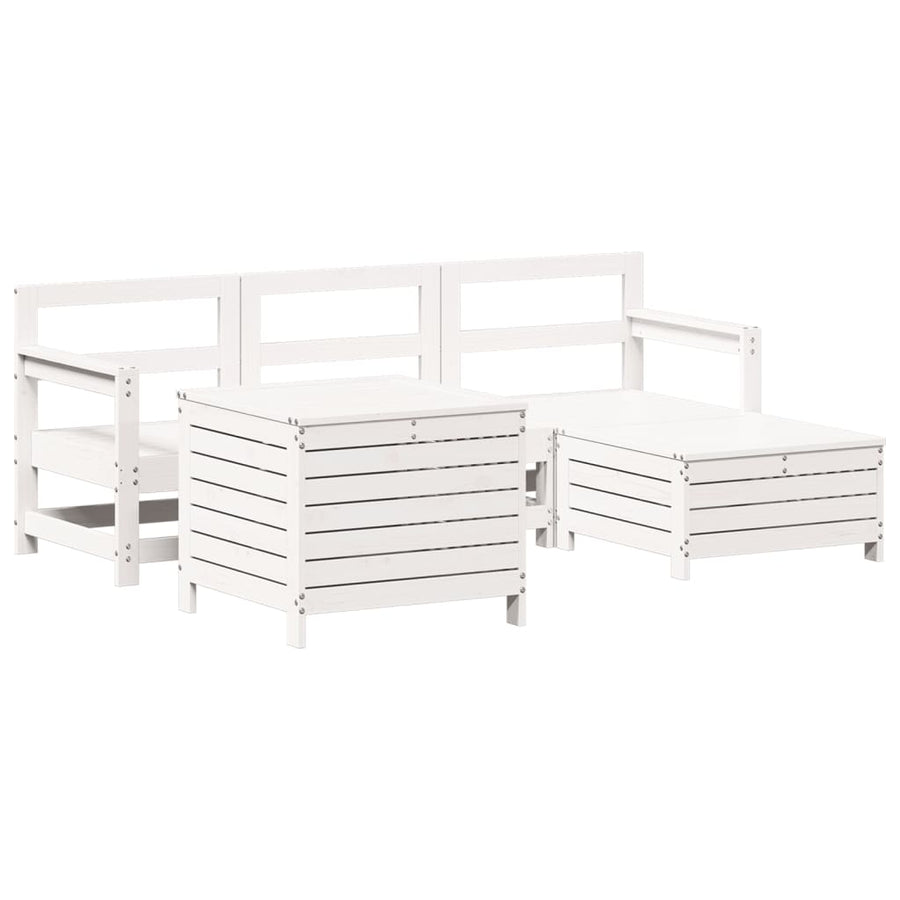 5-delige Loungeset massief grenenhout wit
