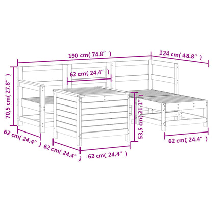 5-delige Loungeset massief grenenhout