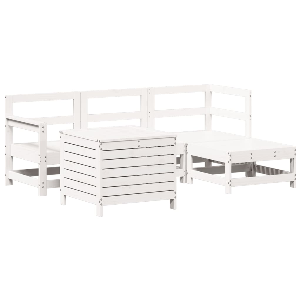 5-delige Loungeset massief grenenhout wit