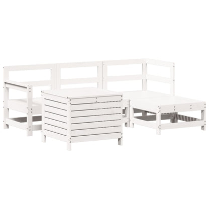 5-delige Loungeset massief grenenhout wit