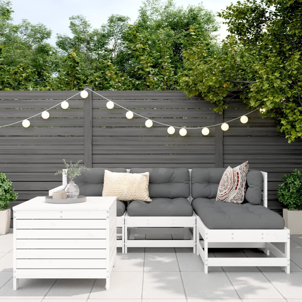 5-delige Loungeset massief grenenhout wit