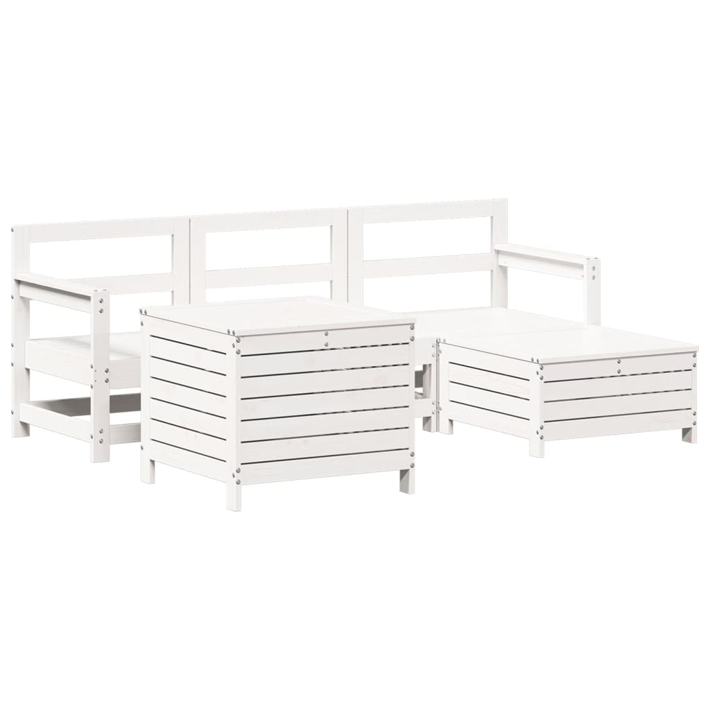5-delige Loungeset massief grenenhout wit