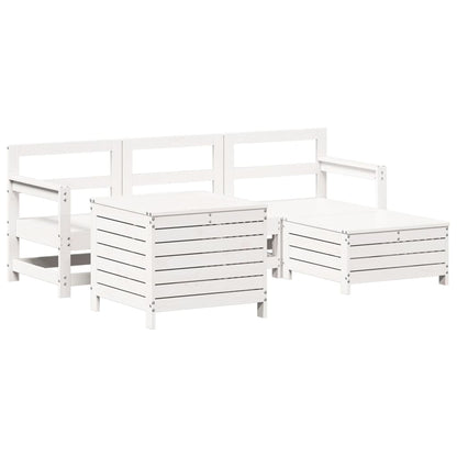 5-delige Loungeset massief grenenhout wit