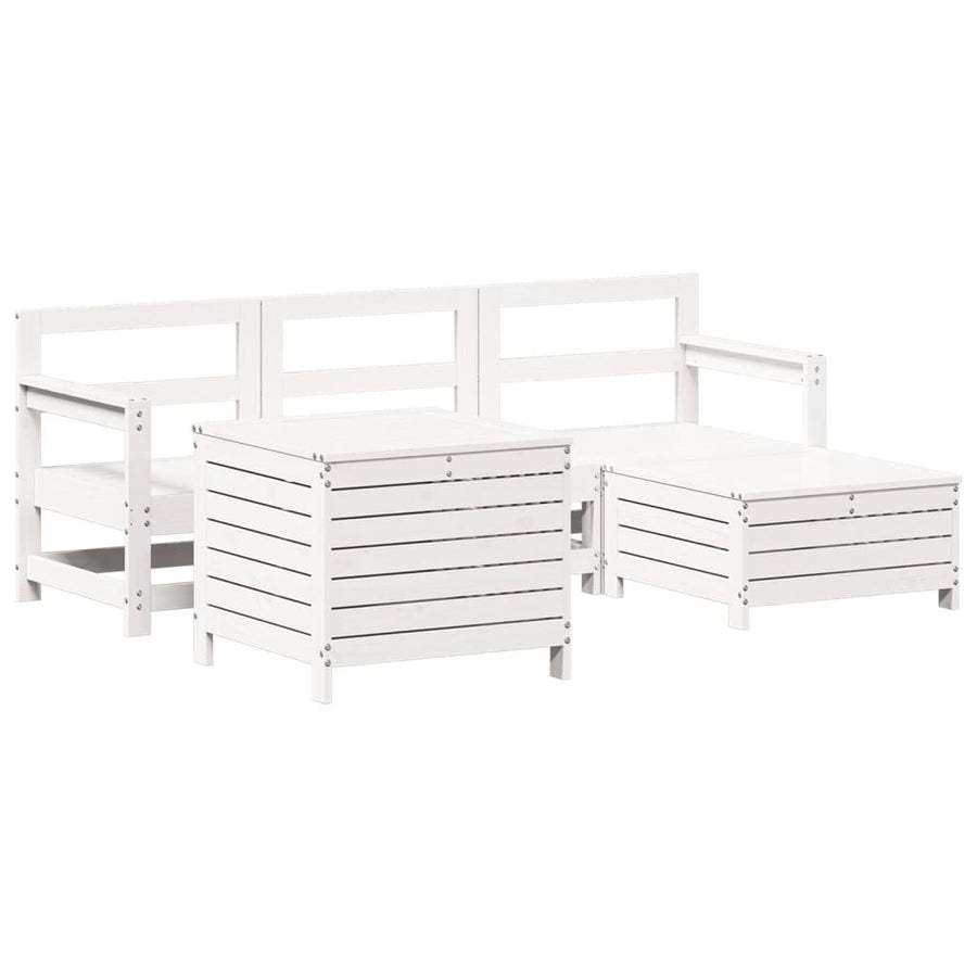 5-delige Loungeset massief grenenhout wit