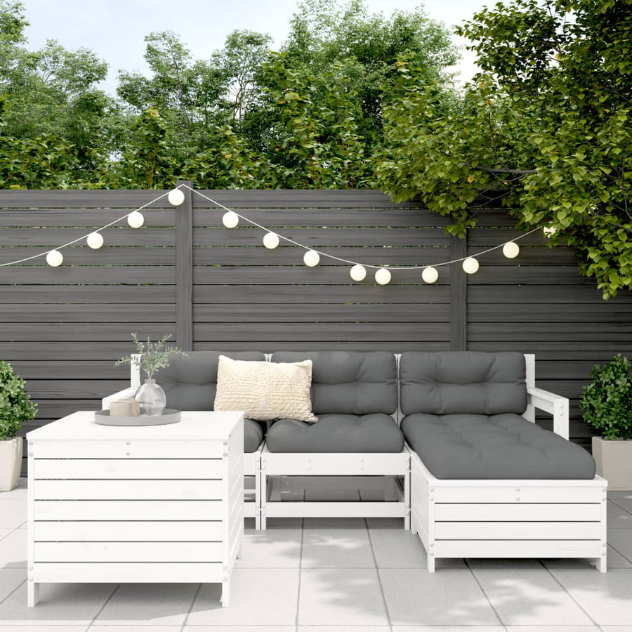 5-delige Loungeset massief grenenhout wit