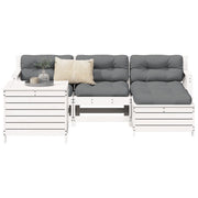 Loungeset 5-delig massief grenenhout wit