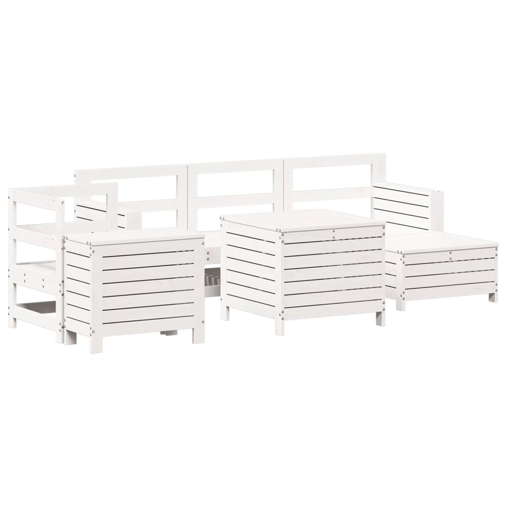 7-delige Loungeset massief grenenhout wit