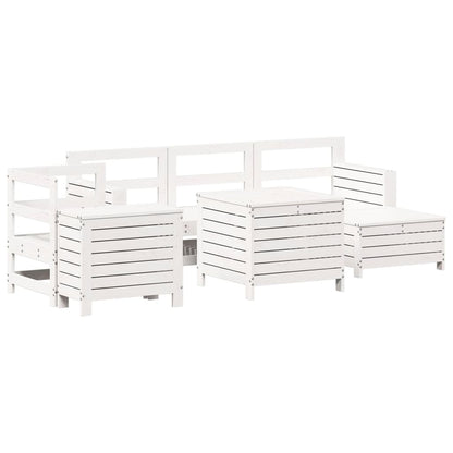 7-delige Loungeset massief grenenhout wit