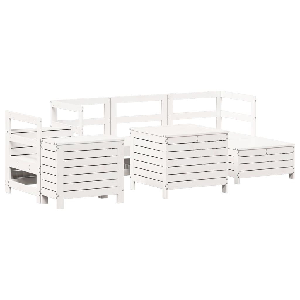 7-delige Loungeset massief grenenhout wit