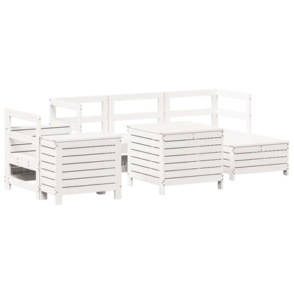 7-delige Loungeset massief grenenhout wit