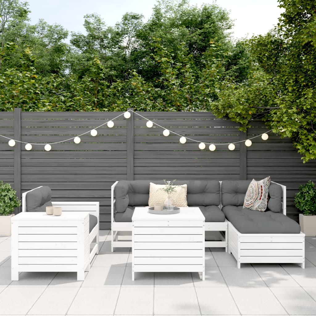 7-delige Loungeset massief grenenhout wit