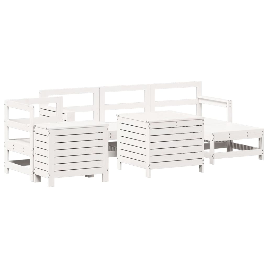 7-delige Loungeset massief grenenhout wit