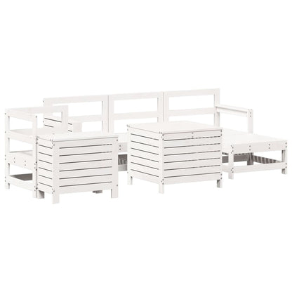 7-delige Loungeset massief grenenhout wit