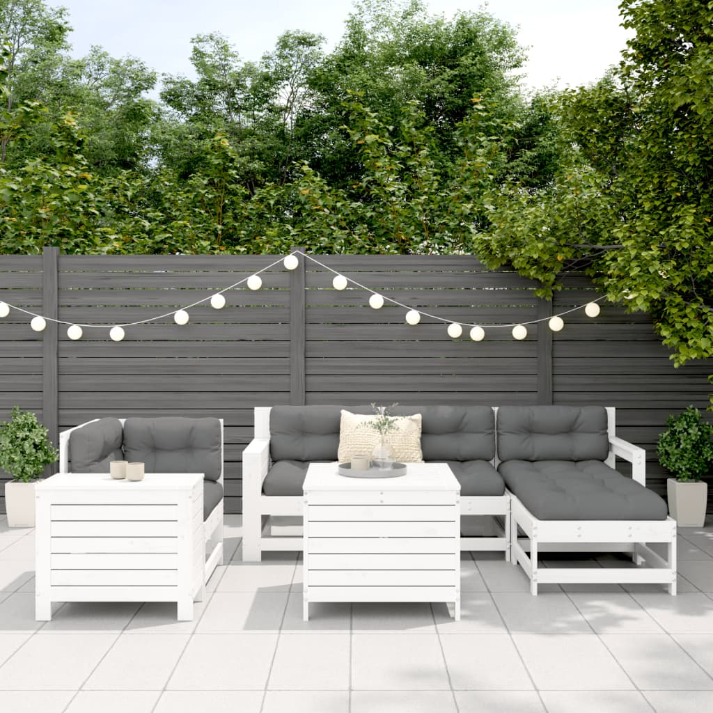 7-delige Loungeset massief grenenhout wit