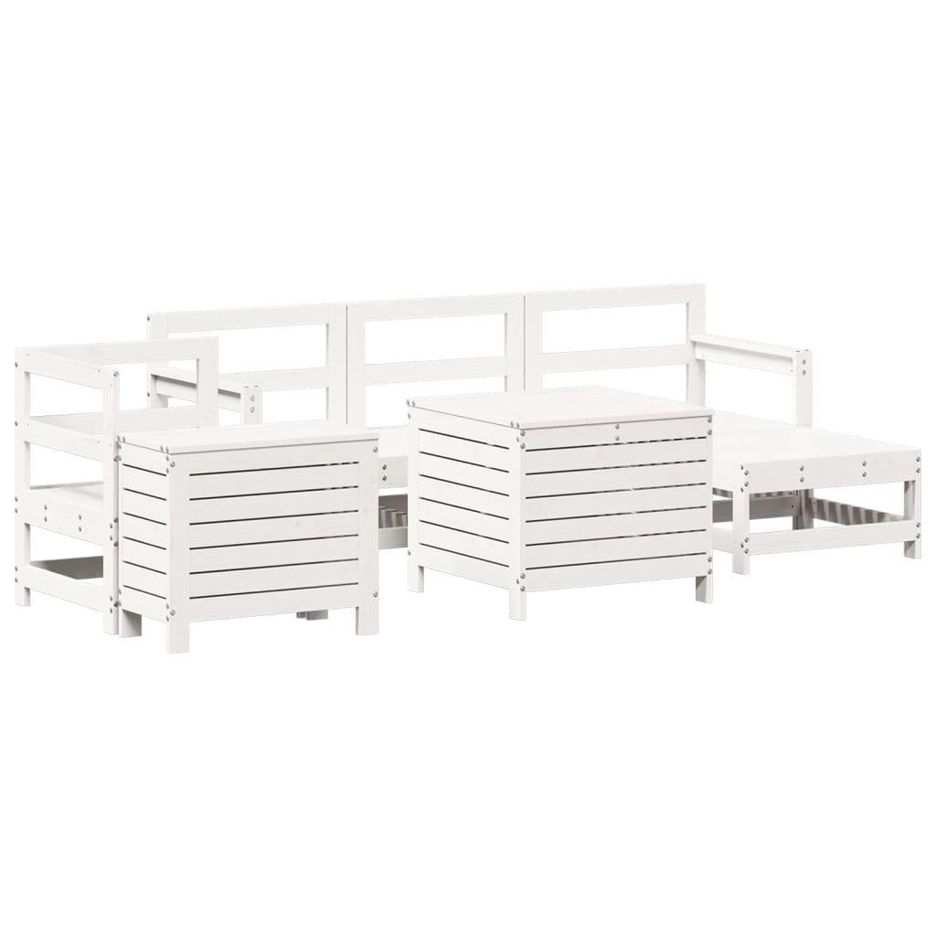 7-delige Loungeset massief grenenhout wit