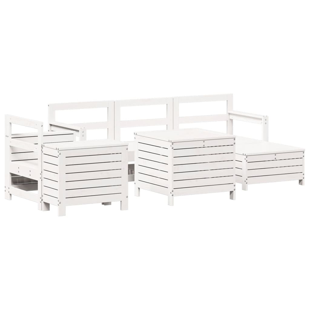 7-delige Loungeset massief grenenhout wit