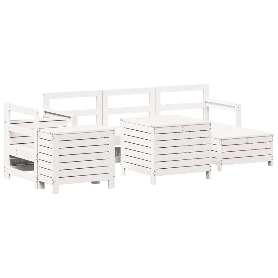 7-delige Loungeset massief grenenhout wit