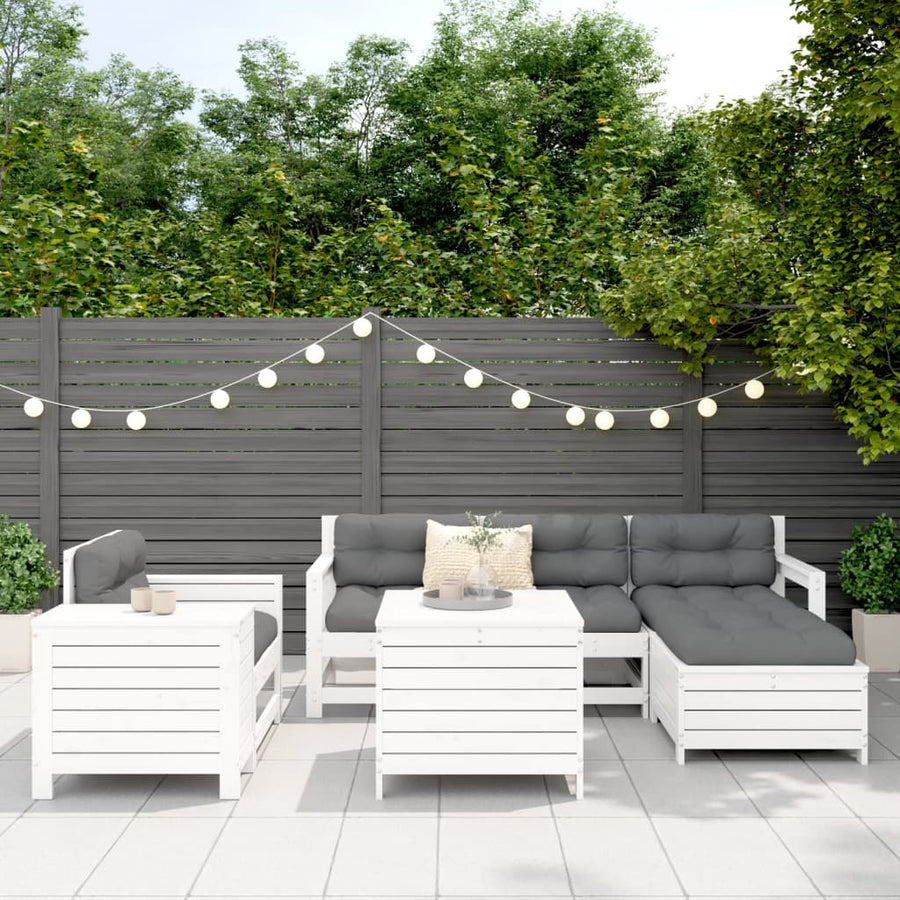 7-delige Loungeset massief grenenhout wit
