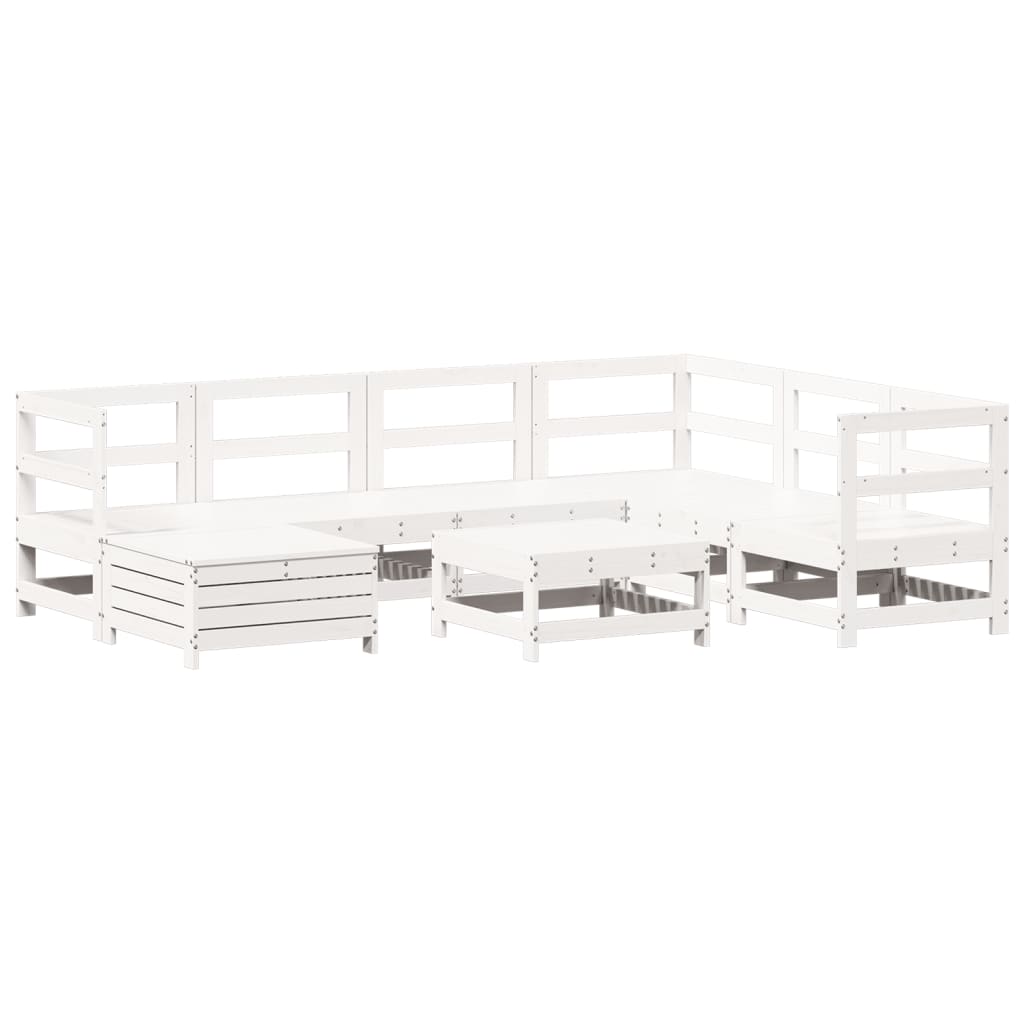 8-delige Loungeset massief grenenhout wit