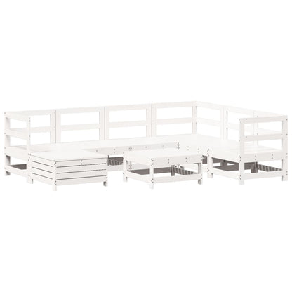 8-delige Loungeset massief grenenhout wit
