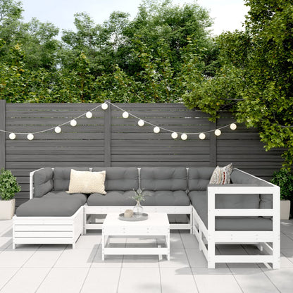 8-delige Loungeset massief grenenhout wit