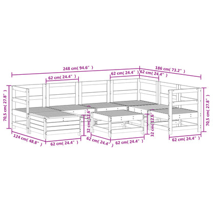 8-delige Loungeset massief grenenhout wit