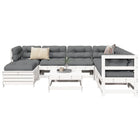 Loungeset massief grenenhout 8-delig wit