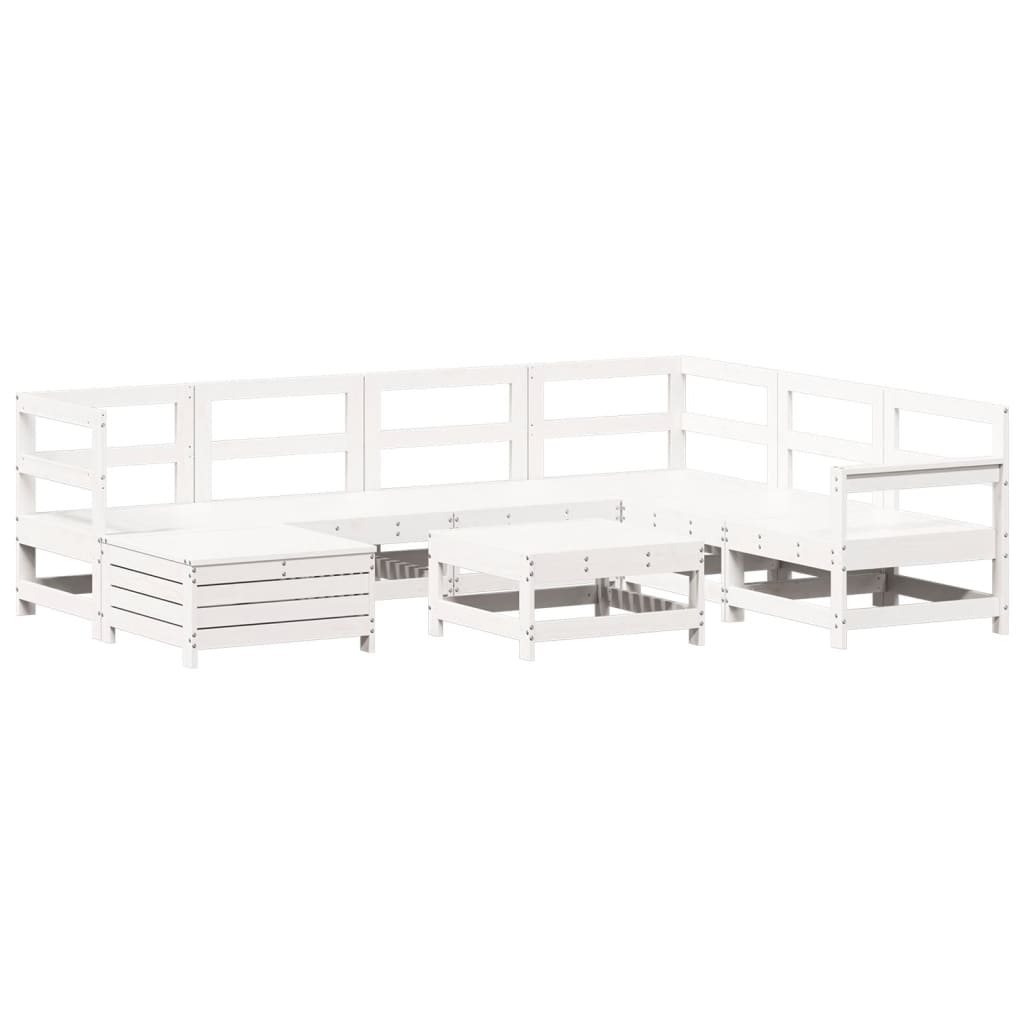 8-delige Loungeset massief grenenhout wit