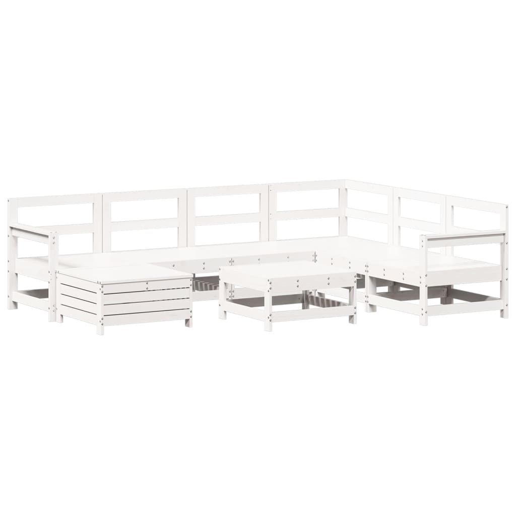 8-delige Loungeset massief grenenhout wit