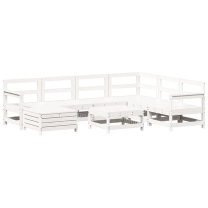 8-delige Loungeset massief grenenhout wit